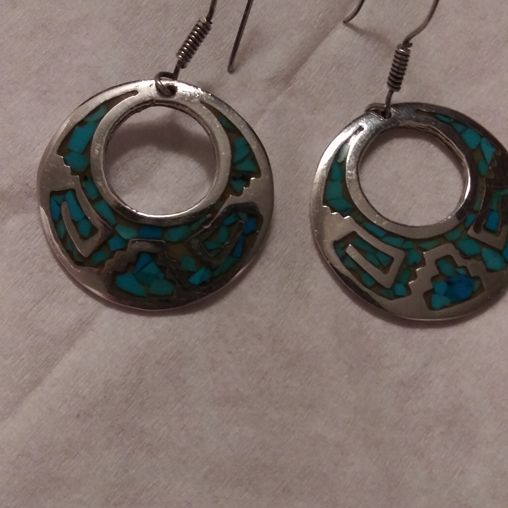 Sterling silver earrings with turquoise.